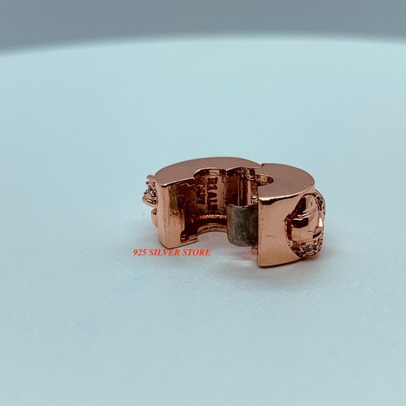 PANDORA Rose Gold Sparkling Bowtie Clip charm 7873 - Picture 9 of 13